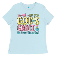 Baby Blue all of god's grace in one tiny face Ladies Tee - MaliasSmallBusiness