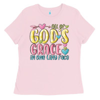 Bubblegum Pink all of god's grace in one tiny face Ladies Tee - MaliasSmallBusiness