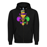 Black fleur de lis Zipper Hoodie - OliviaCreatesArt