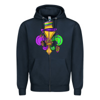 Navy fleur de lis Zipper Hoodie - OliviaCreatesArt