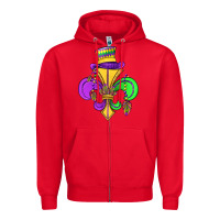 Red fleur de lis Zipper Hoodie - OliviaCreatesArt