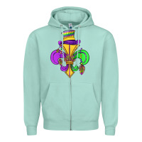 Seafoam fleur de lis Zipper Hoodie - OliviaCreatesArt