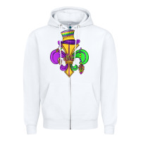 White fleur de lis Zipper Hoodie - OliviaCreatesArt