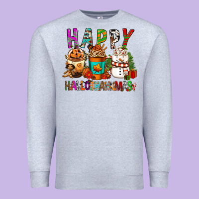 Happy Hallothankmas Coffee Cups Premium Sweatshirt Designed By Fadigitalartstudio