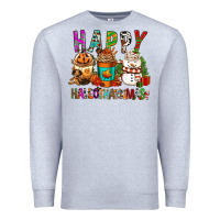 Heather Grey Happy hallothankmas coffee cups Premium Sweatshirt - FaDigitalArtStudio