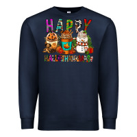 Navy Happy hallothankmas coffee cups Premium Sweatshirt - FaDigitalArtStudio