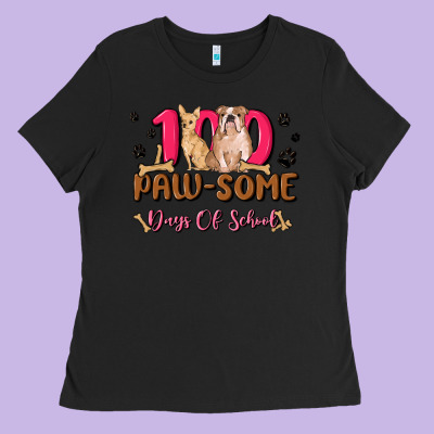 100 Paw Some Days Of School Ladies Tee Designed By Maliassmallbusiness