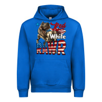 Cobalt Red White Rawr Dinosaur T-Rex Urban Hoodie - LillyAllenDesigns