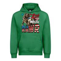 Emerald Red White Rawr Dinosaur T-Rex Urban Hoodie - LillyAllenDesigns