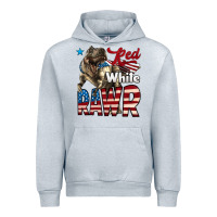 Heather Grey Red White Rawr Dinosaur T-Rex Urban Hoodie - LillyAllenDesigns