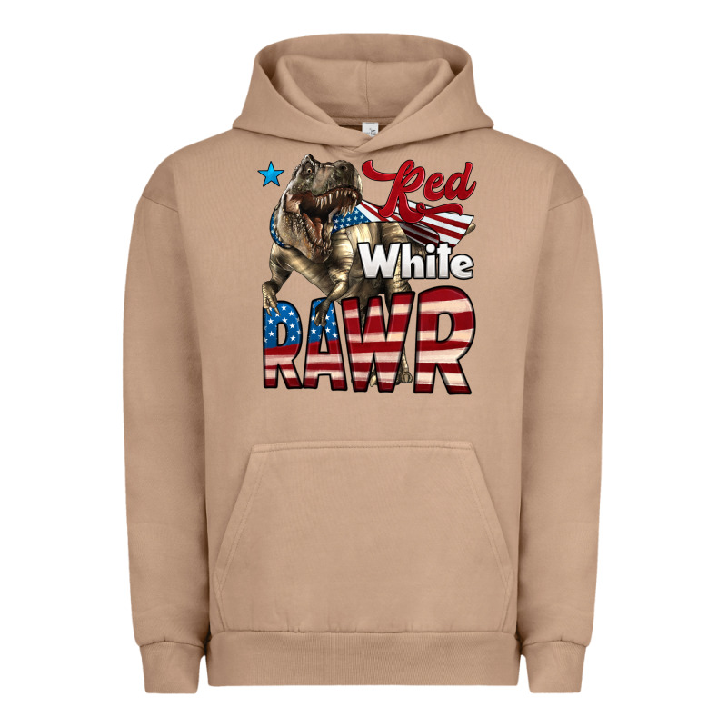 Red White Rawr Dinosaur T-rex Urban Hoodie by LillyAllenDesigns | Teevron