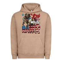 Pigment Burro Red White Rawr Dinosaur T-Rex Urban Hoodie - LillyAllenDesigns