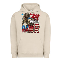 Pigment French Oak Red White Rawr Dinosaur T-Rex Urban Hoodie - LillyAllenDesigns