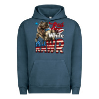 Pigment Midnight Navy Red White Rawr Dinosaur T-Rex Urban Hoodie - LillyAllenDesigns
