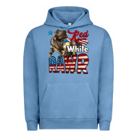 Pigment Pebble Blue Red White Rawr Dinosaur T-Rex Urban Hoodie - LillyAllenDesigns