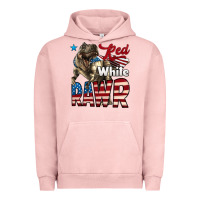 Pigment Salmon Red White Rawr Dinosaur T-Rex Urban Hoodie - LillyAllenDesigns