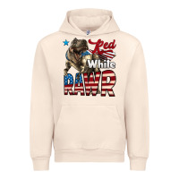 Sandshell Red White Rawr Dinosaur T-Rex Urban Hoodie - LillyAllenDesigns