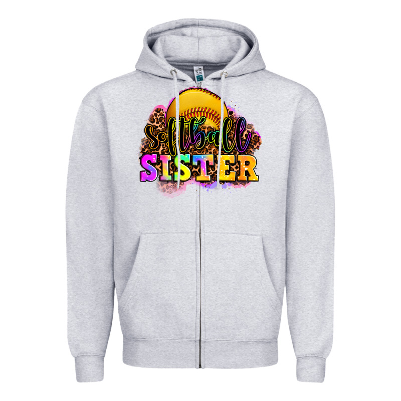 Softball Sister Zipper Hoodie by OliviaCreatesArt | Teevron