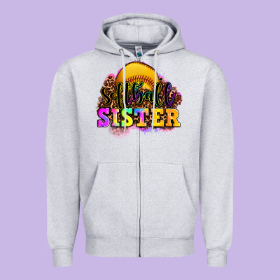 Softball Sister Zipper Hoodie Designed By Oliviacreatesart