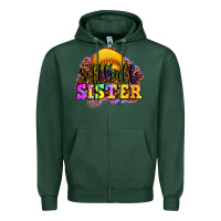 Sports Green softball sister Zipper Hoodie - OliviaCreatesArt