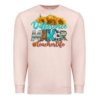 Pale Pink difference maker teacher life Premium Sweatshirt - BundleAndBundleShop
