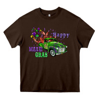 Chocolate Brown mardi gras with truck Heavy Core Tee - AdoDesignShop