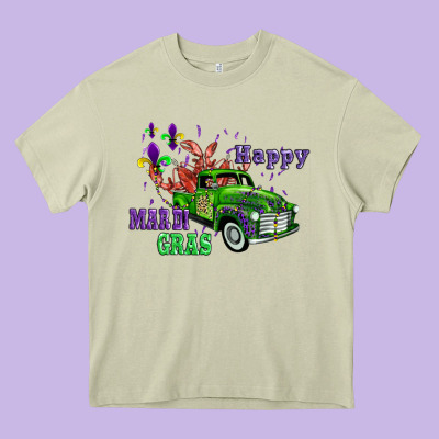 Mardi Gras With Truck Heavy Core Tee Designed By Adodesignshop
