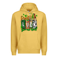 Antique Gold St. Patrick's Forget luck give me beer Premium Hoodie - OliviaCreatesArt