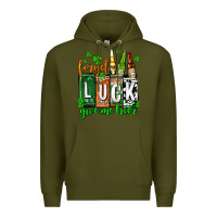 Army Green St. Patrick's Forget luck give me beer Premium Hoodie - OliviaCreatesArt