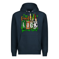 Navy St. Patrick's Forget luck give me beer Premium Hoodie - OliviaCreatesArt
