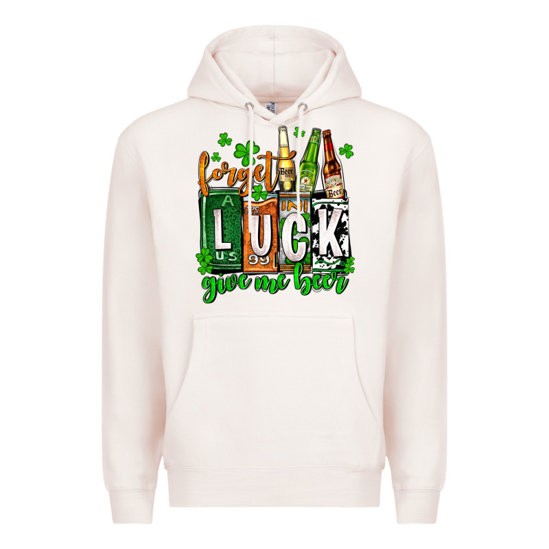 St. Patrick's Forget Luck Give Me Beer Premium Hoodie by OliviaCreatesArt | Teevron