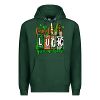 Sports Green St. Patrick's Forget luck give me beer Premium Hoodie - OliviaCreatesArt