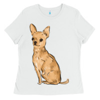 White chihuahua Ladies Tee - MaliasSmallBusiness
