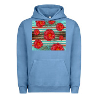 Pigment Pebble Blue Western Roses Urban Hoodie - LillyAllenDesigns