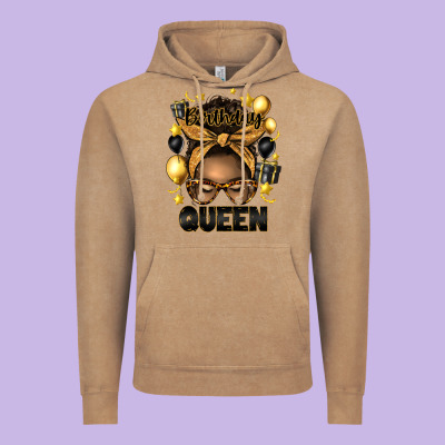 Birthday Queen Afro Messy Bun Vintage Hoodie Designed By Artiststas