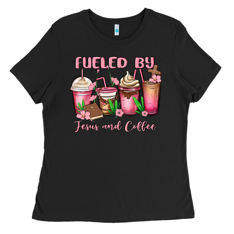 Fueled By Jesus And Coffee Ladies Tee by MaliasSmallBusiness | Teevron