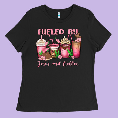 Fueled By Jesus And Coffee Ladies Tee Designed By Maliassmallbusiness