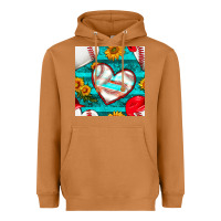 Meerkat baseball hearts and sunflowers with turquoise gemstone seamless patter Heavyweight Hoodie - BundleAndBundleShop