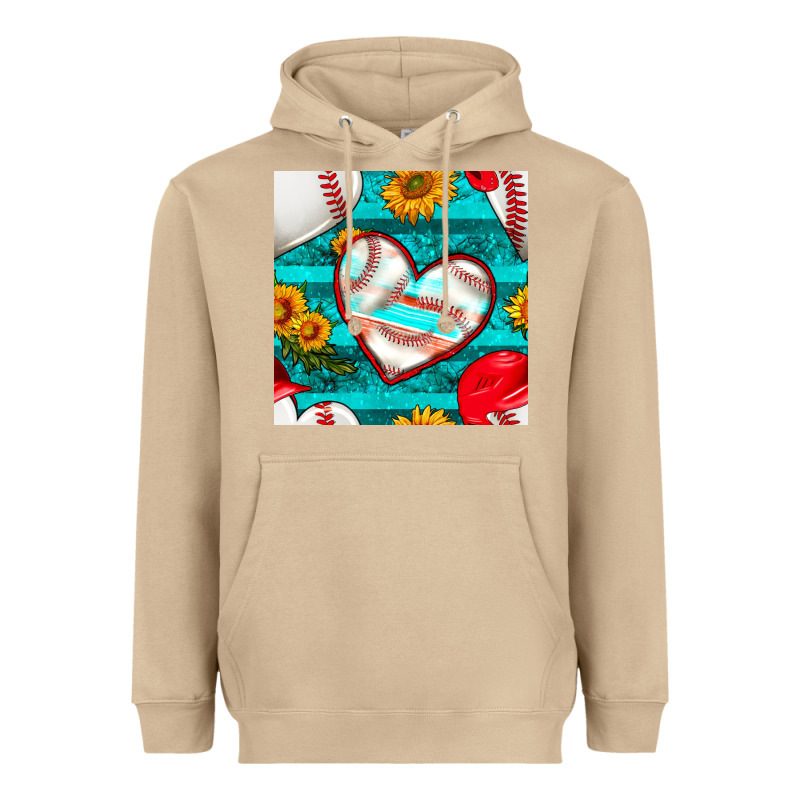 Baseball Hearts And Sunflowers With Turquoise Gemstone Seamless Patter Heavyweight Hoodie by BundleAndBundleShop | Teevron