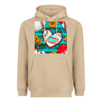 Mushroom baseball hearts and sunflowers with turquoise gemstone seamless patter Heavyweight Hoodie - BundleAndBundleShop