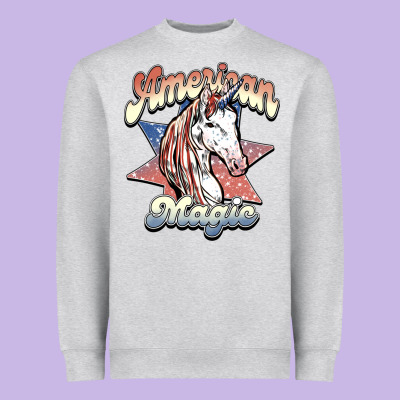 American Unicorn Magic Heavyweight Sweatshirt Designed By Howdyjamesfarm