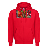 Red love teacher Zipper Hoodie - OliviaCreatesArt
