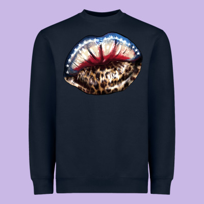 American Lip Leopard 4th Of July Heavyweight Sweatshirt Designed By Howdyjamesfarm