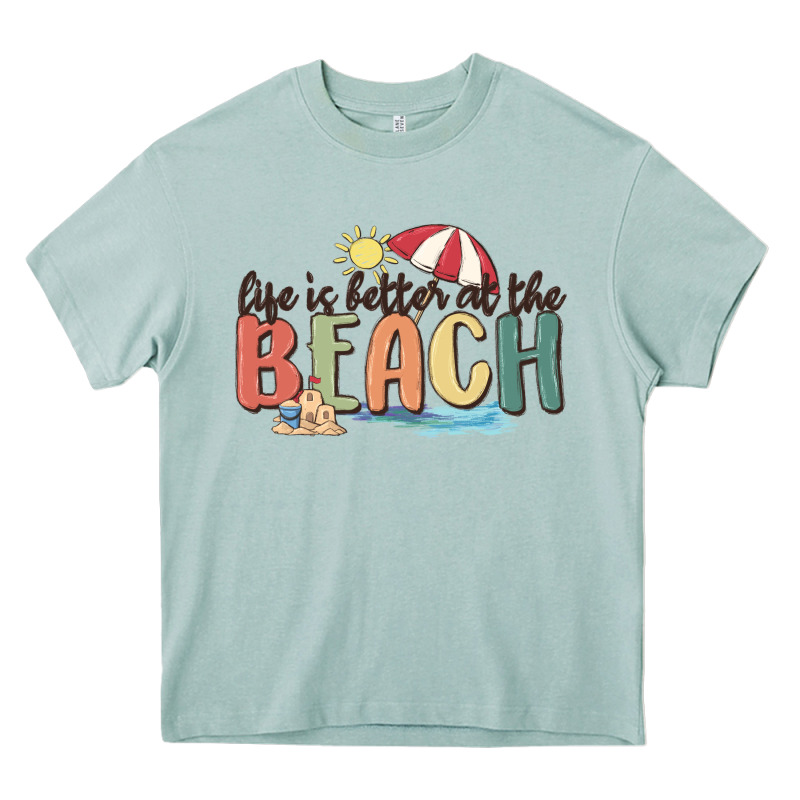 Life Is Better At The Beach Heavy Core Tee by MaliasSmallBusiness | Teevron