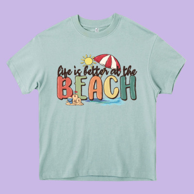 Life Is Better At The Beach Heavy Core Tee Designed By Maliassmallbusiness