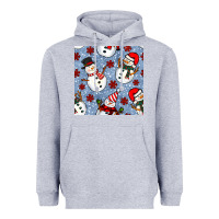 Heather Grey christmas snowman seamless pattern Heavyweight Hoodie - BundleAndBundleShop