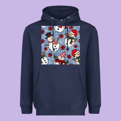 Christmas Snowman Seamless Pattern Heavyweight Hoodie Designed By Bundleandbundleshop