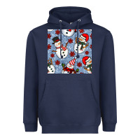 Navy christmas snowman seamless pattern Heavyweight Hoodie - BundleAndBundleShop