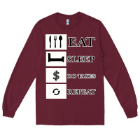 Burgundy Tax Day Eat Sleep Do Taxes Repeat Gift Long Sleeve Tee - Bettercallsaul