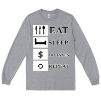 Heather Grey Tax Day Eat Sleep Do Taxes Repeat Gift Long Sleeve Tee - Bettercallsaul